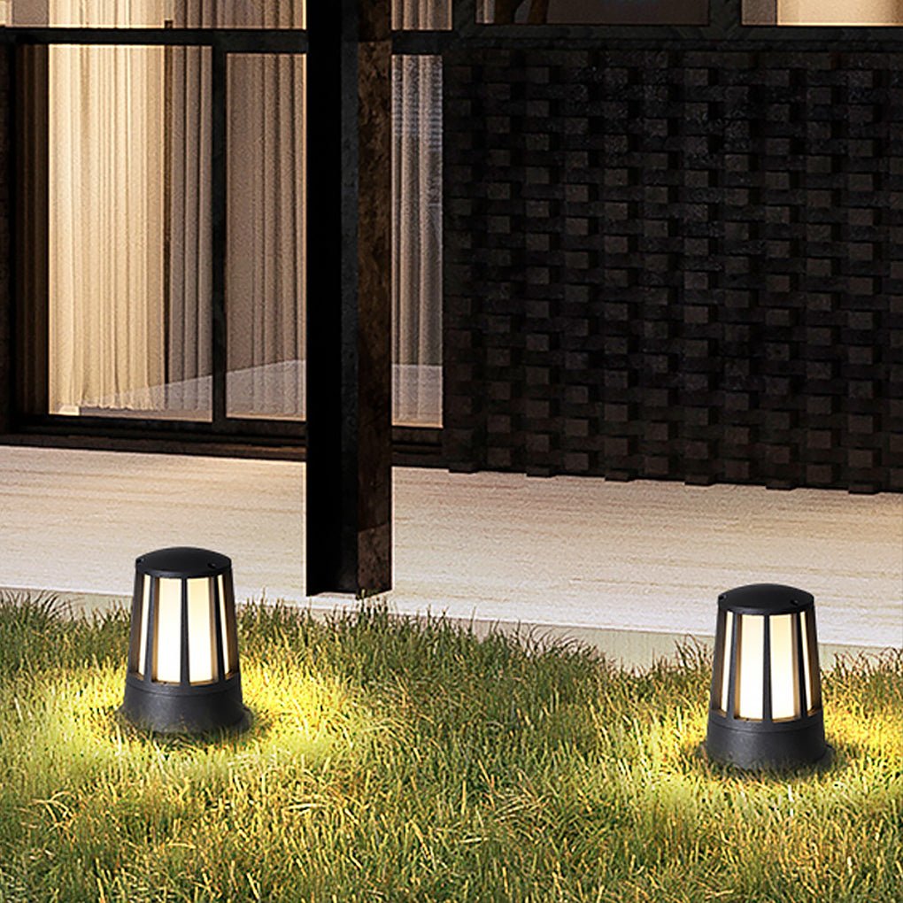 Industrial Aluminum Outdoor Post Light with Glass Shade