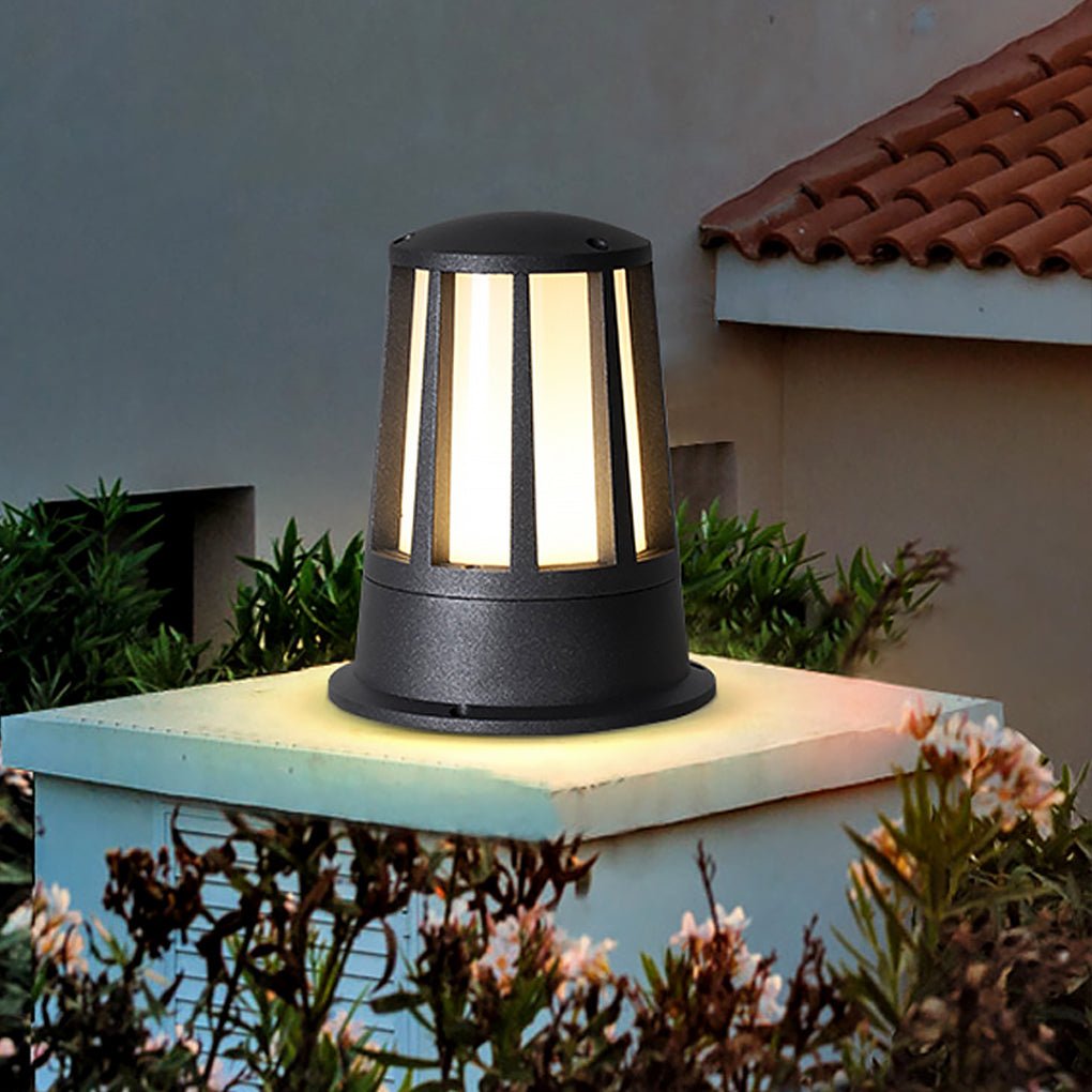 Industrial Aluminum Outdoor Post Light with Glass Shade
