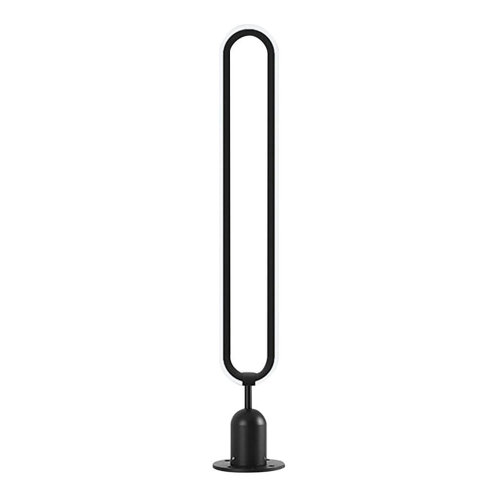 Sleek Black Oval Ring LED Solar Landscape Light Modern Outdoor