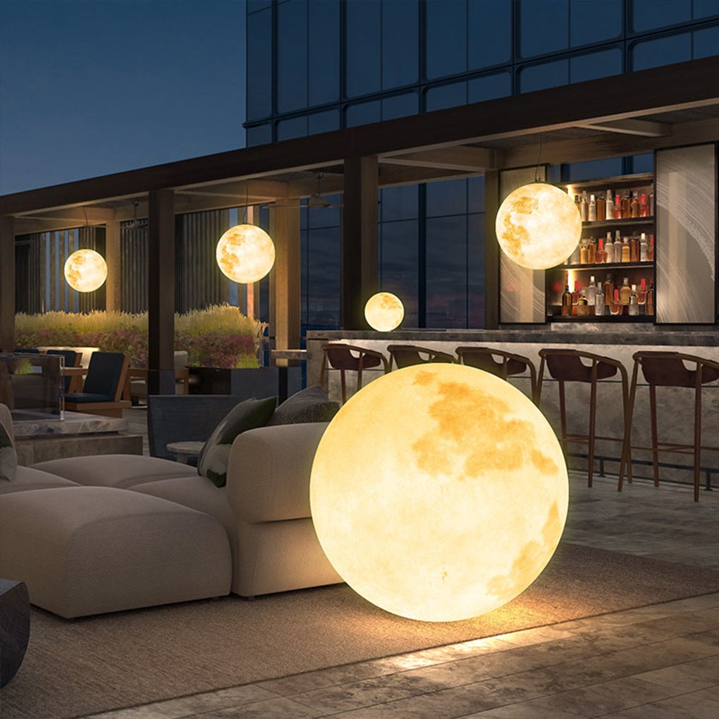 Outdoor Moon Textured Pendant Light Waterproof Resin Chandelier