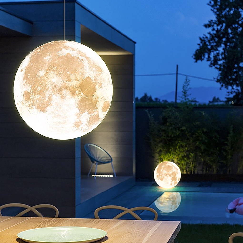 Outdoor Moon Textured Pendant Light Waterproof Resin Chandelier