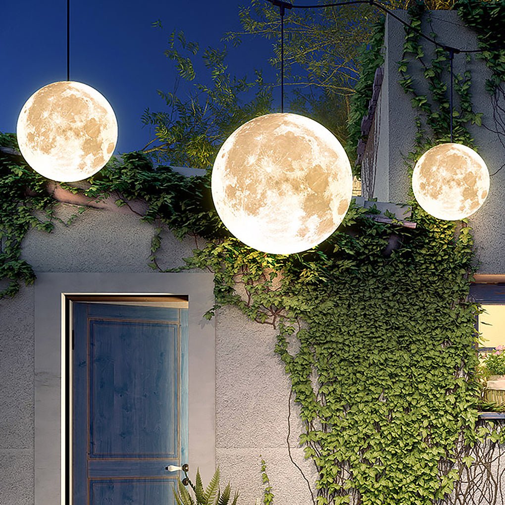 Outdoor Moon Textured Pendant Light Waterproof Resin Chandelier