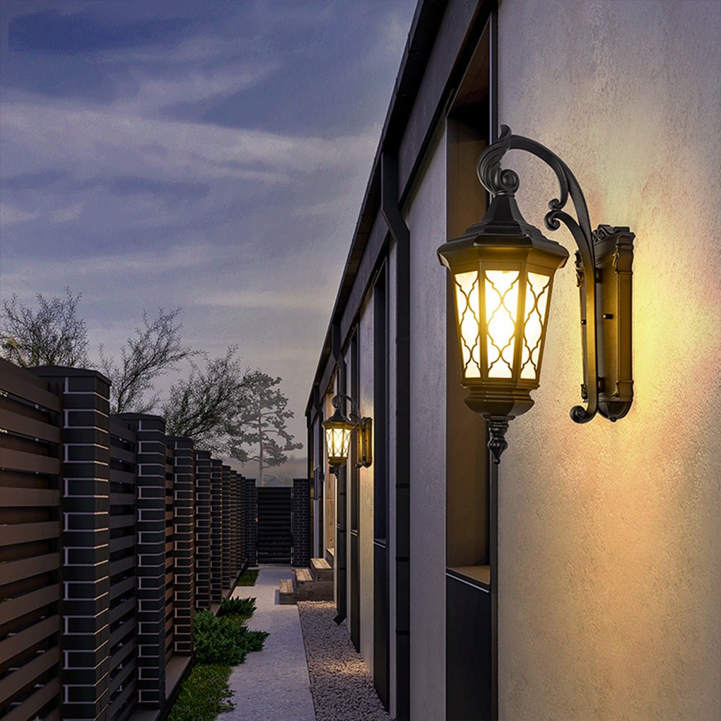 Retro Waterproof Outdoor Wall Lamp - Black Iron & PC Shade