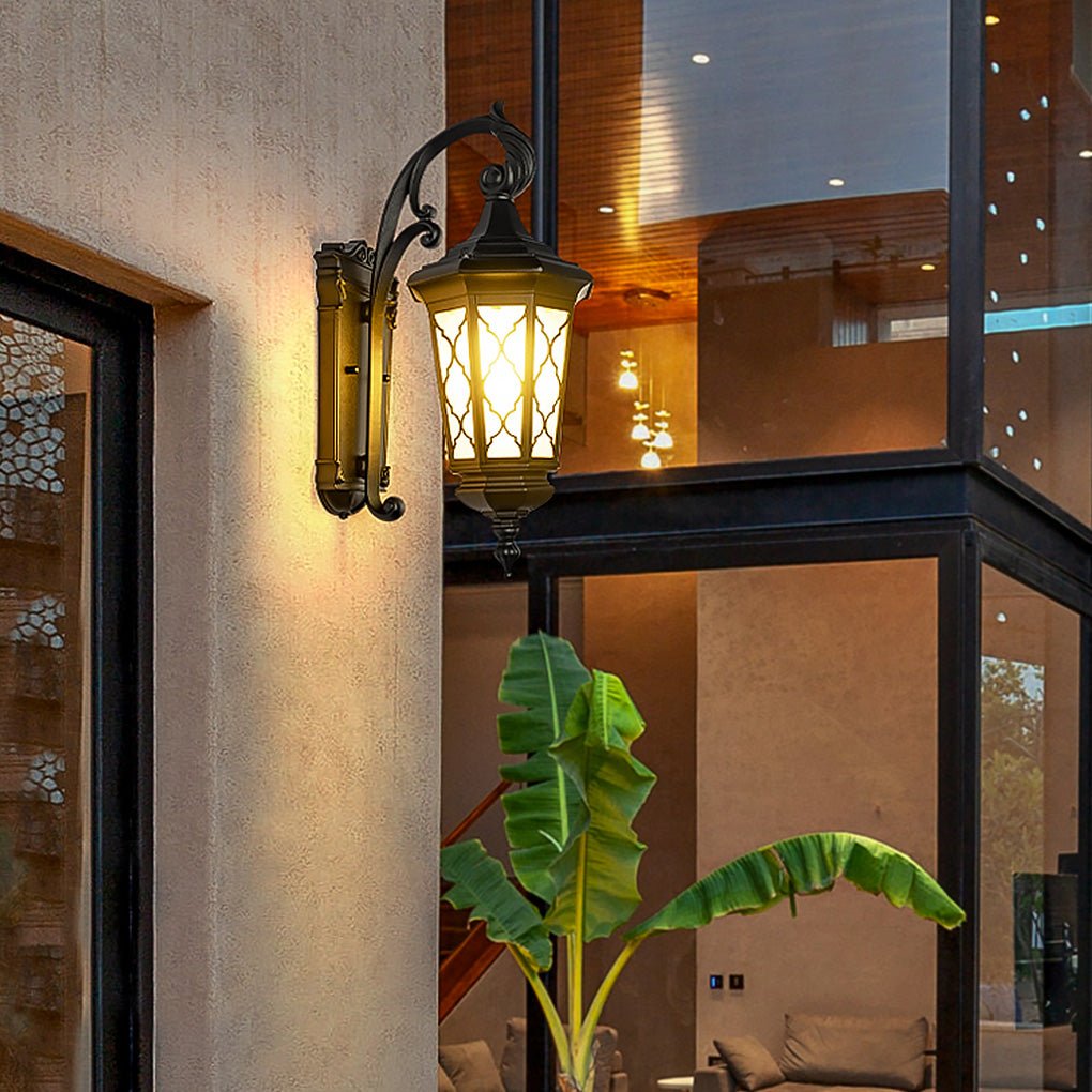 Retro Waterproof Outdoor Wall Lamp - Black Iron & PC Shade