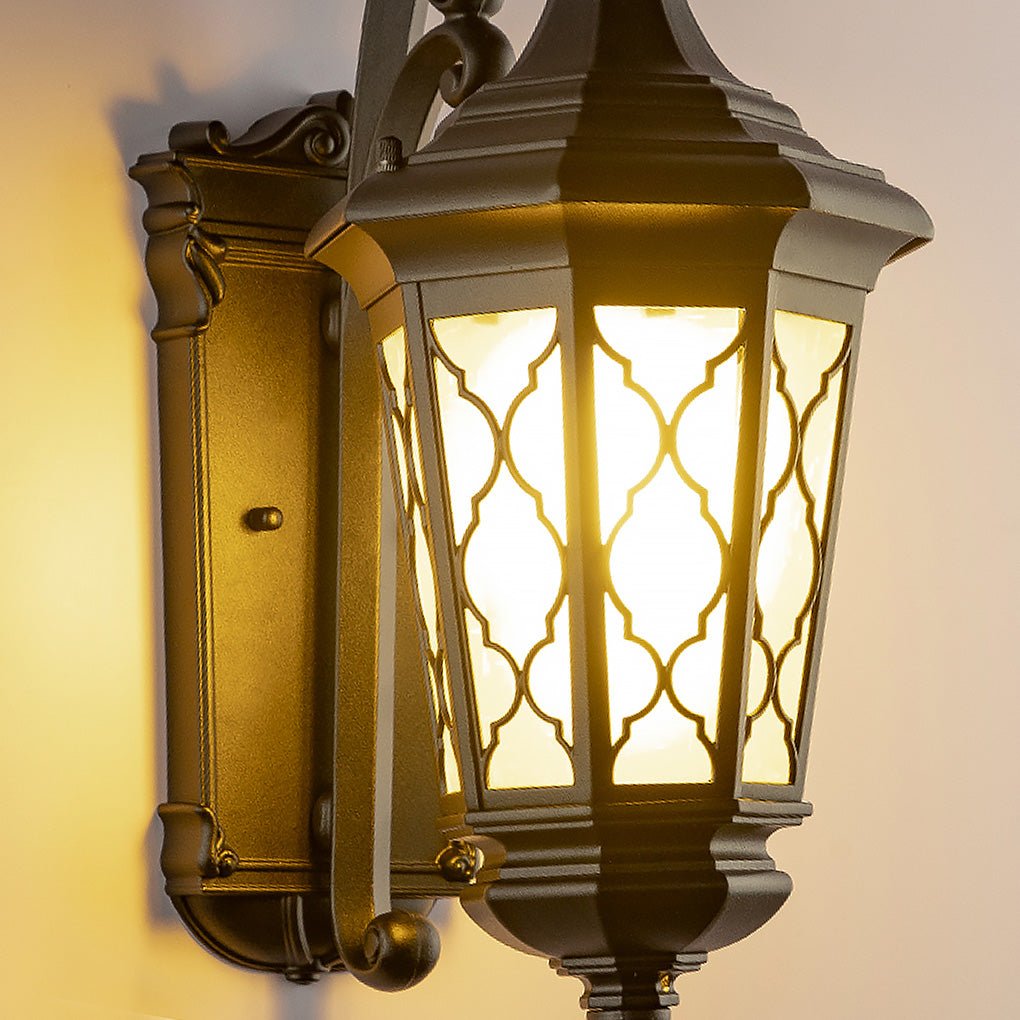 Retro Waterproof Outdoor Wall Lamp - Black Iron & PC Shade