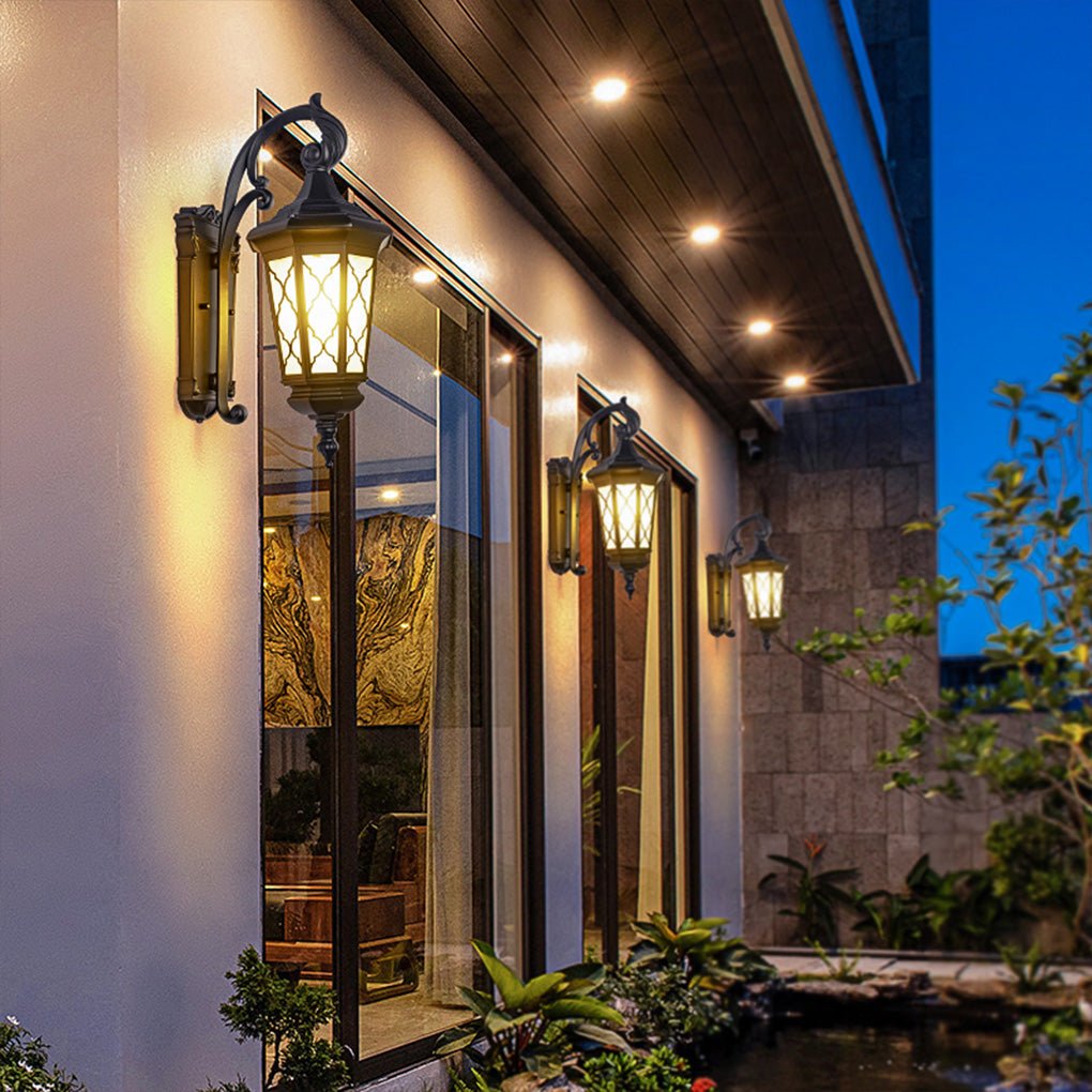 Retro Waterproof Outdoor Wall Lamp - Black Iron & PC Shade