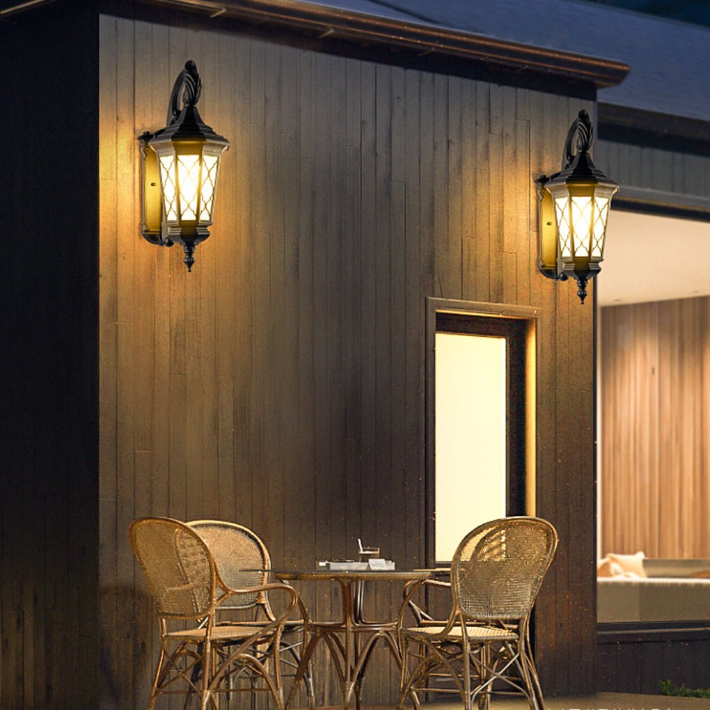 Retro Waterproof Outdoor Wall Lamp - Black Iron & PC Shade