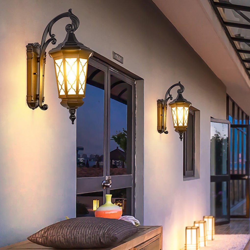 Retro Waterproof Outdoor Wall Lamp - Black Iron & PC Shade
