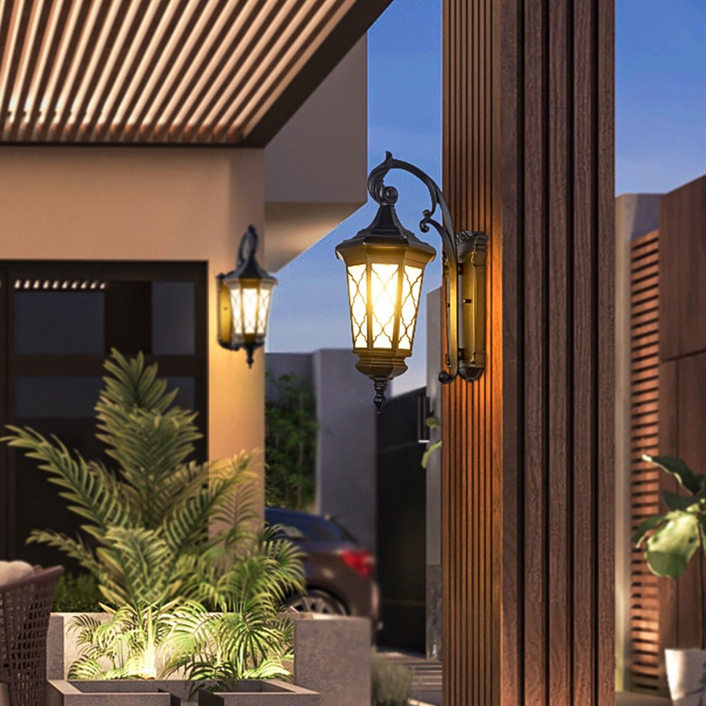 Retro Waterproof Outdoor Wall Lamp - Black Iron & PC Shade