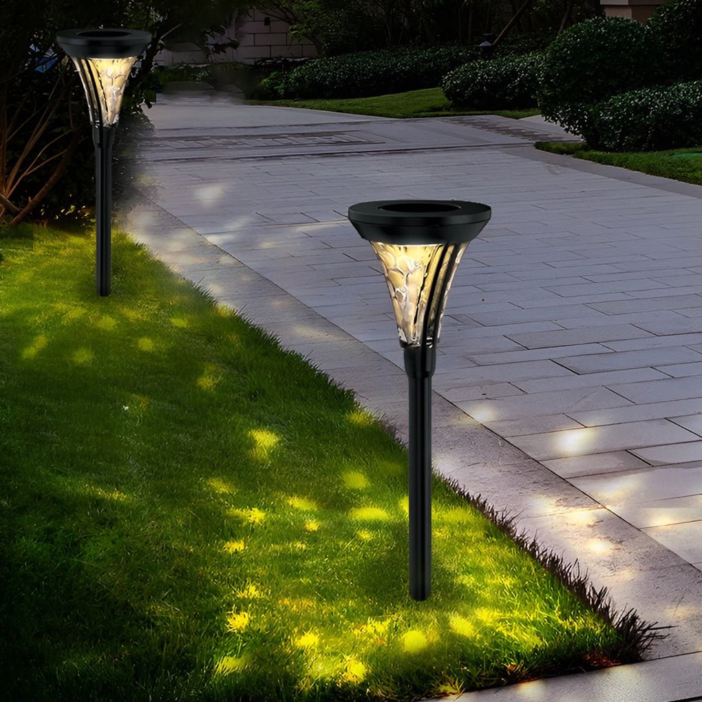 Solar LED Pathway Post Light with Textured Glass Lens