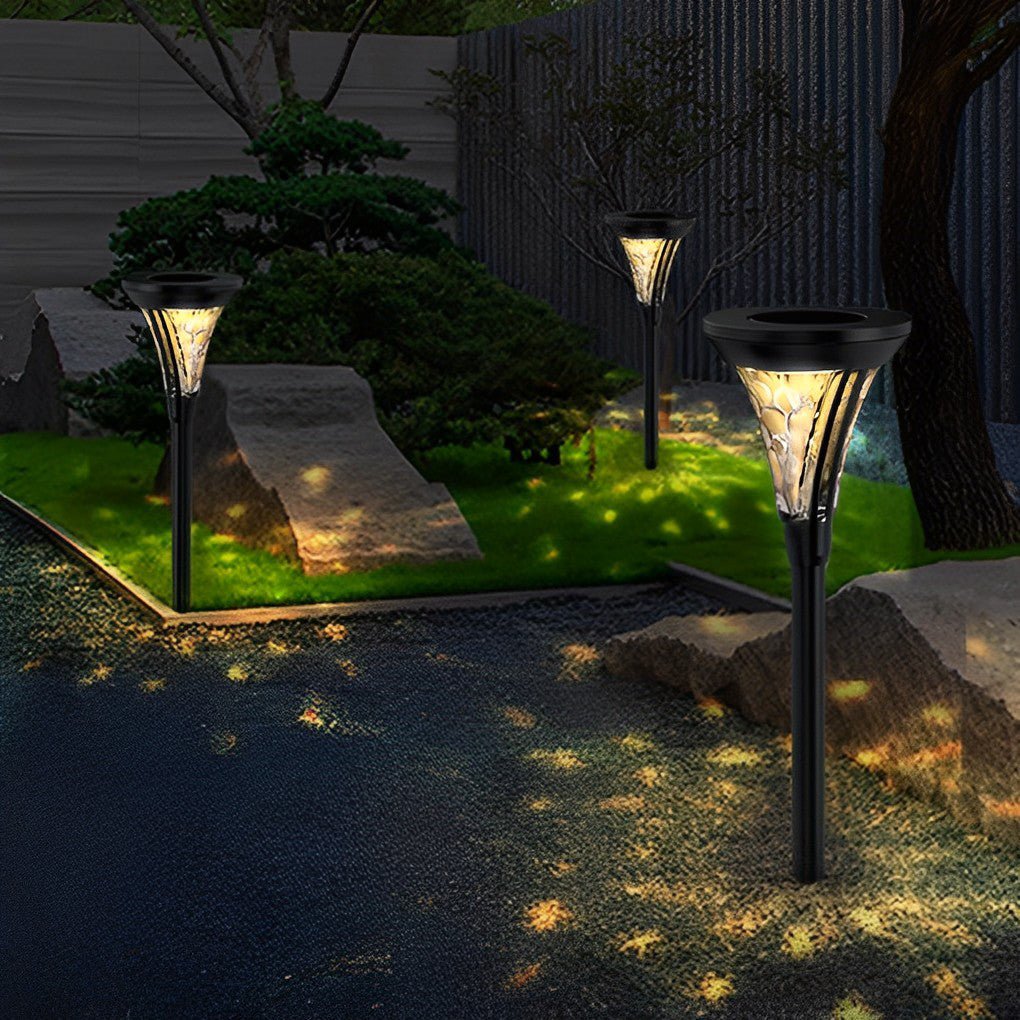 Solar LED Pathway Post Light with Textured Glass Lens
