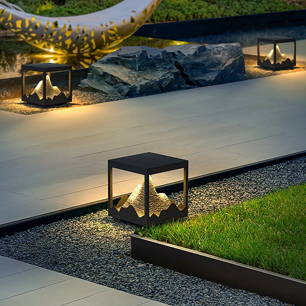 Solar Outdoor Mountain Landscape Post Light Waterproof LED Column