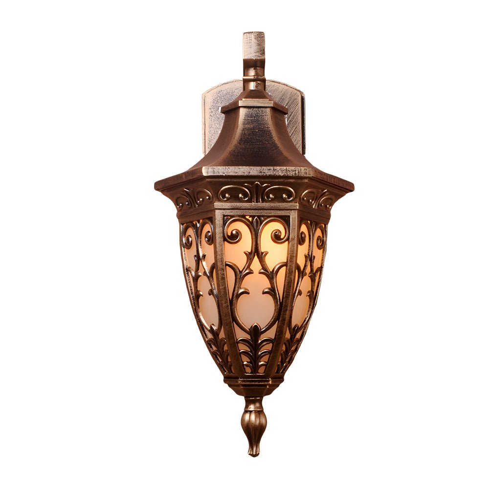 Vintage Bronze Outdoor Wall Lantern with Frosted Glass Shade