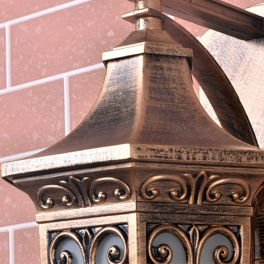 Vintage Bronze Outdoor Wall Lantern with Frosted Glass Shade