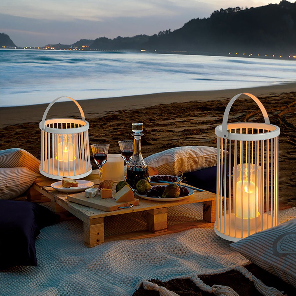 Rechargeable Portable Outdoor Lantern with Glass Shade
