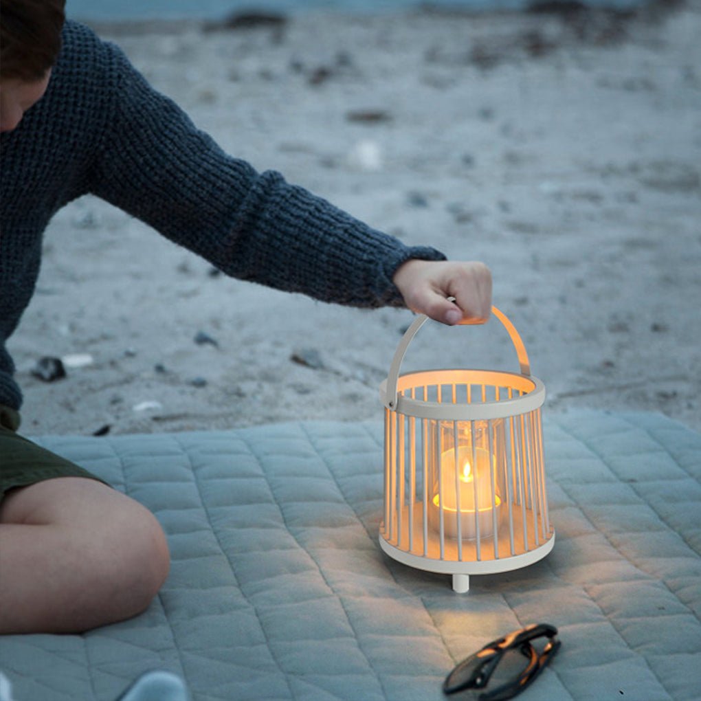 Rechargeable Portable Outdoor Lantern with Glass Shade