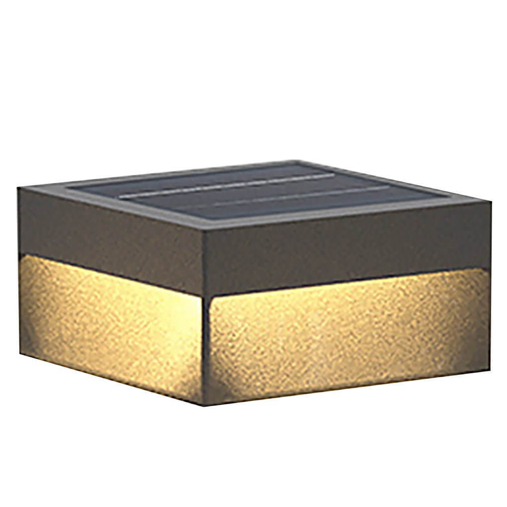 Modern Square LED Solar Outdoor Post Light - Stainless Steel