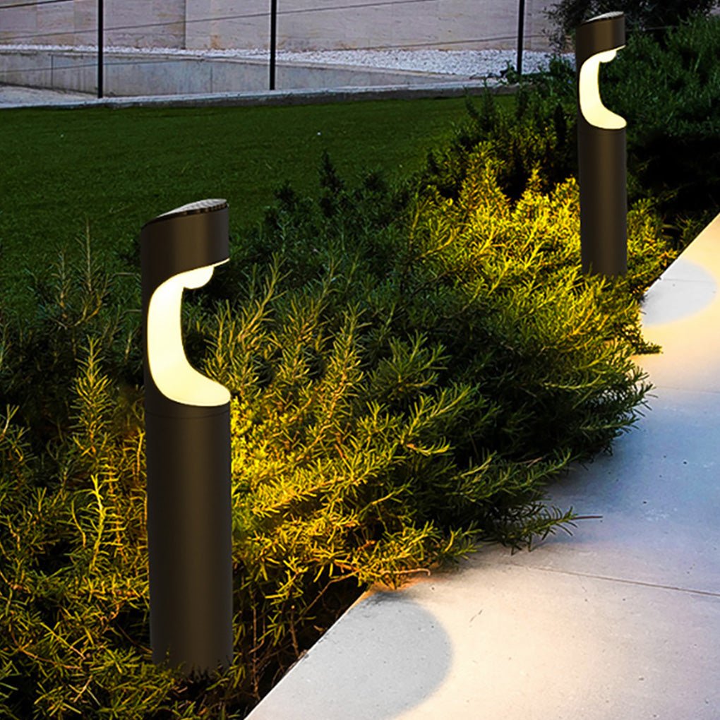 Modern Black Aluminum Outdoor Post Light with Moon Cutout IP65