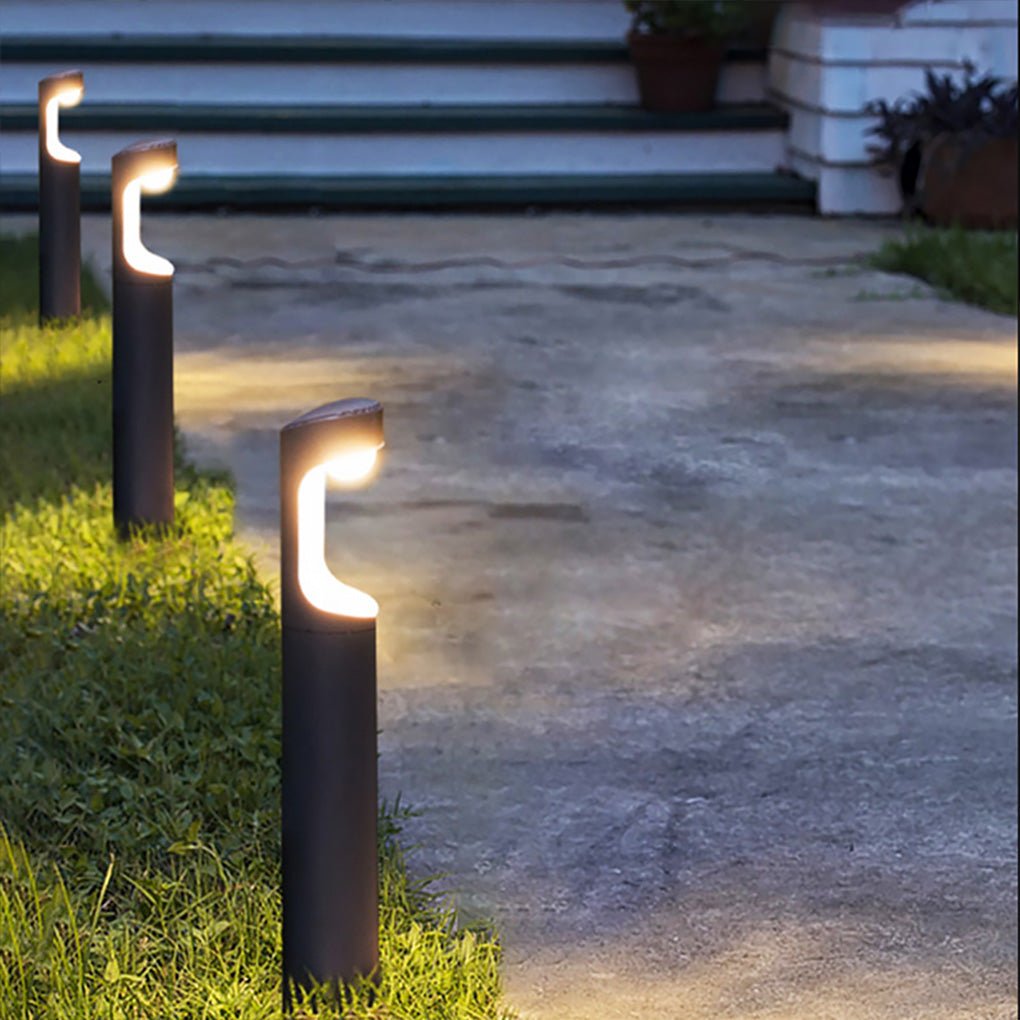 Modern Black Aluminum Outdoor Post Light with Moon Cutout IP65
