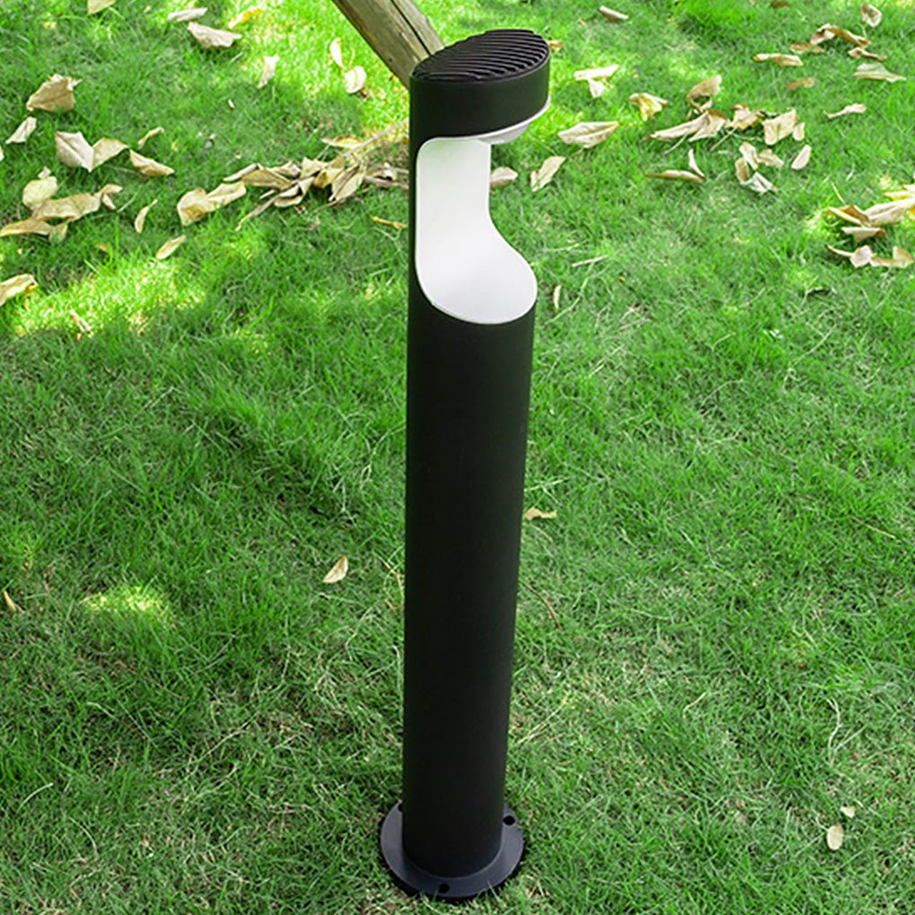 Modern Black Aluminum Outdoor Post Light with Moon Cutout IP65