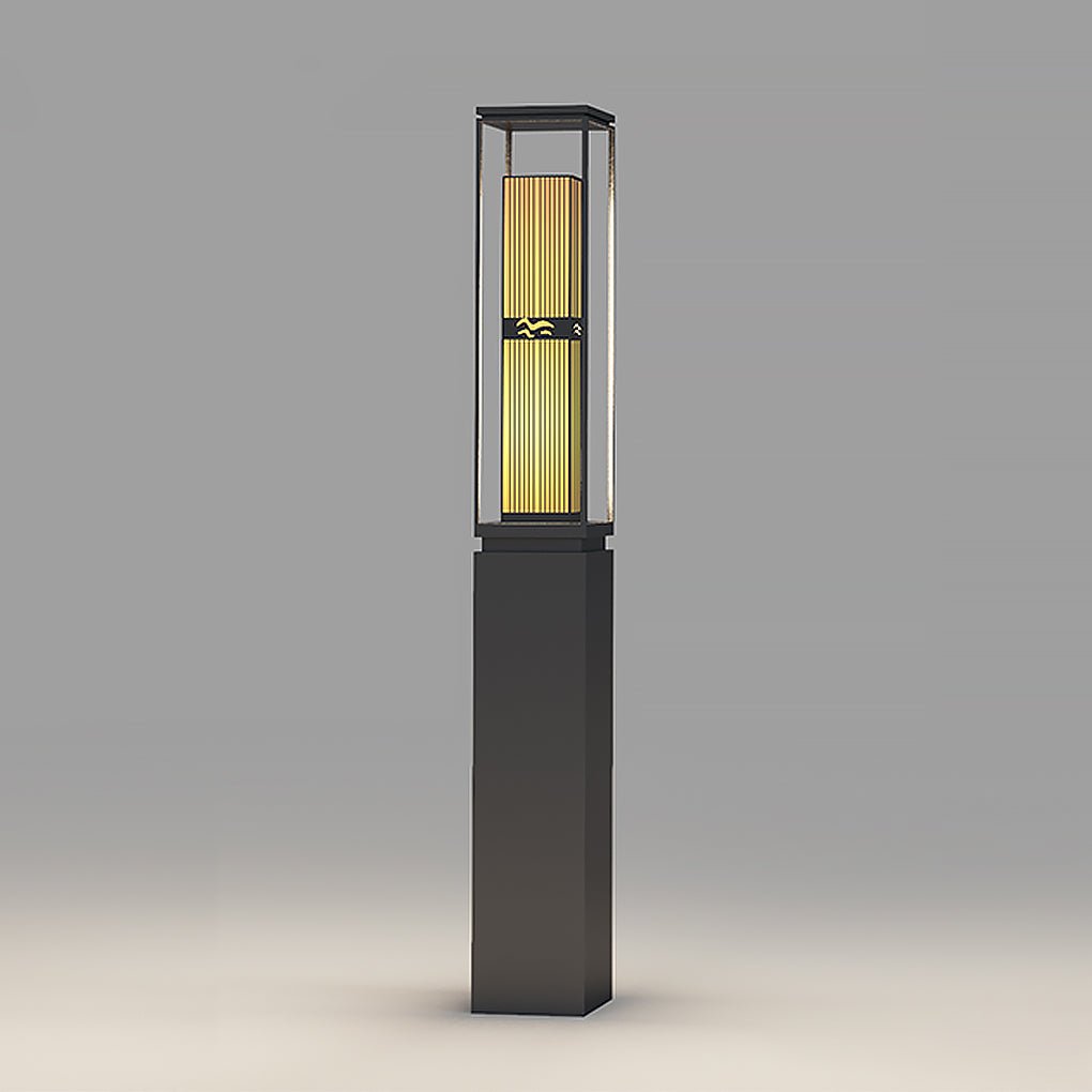 Retro Outdoor Post Light – Stainless Steel & Marble Lawn Lamp
