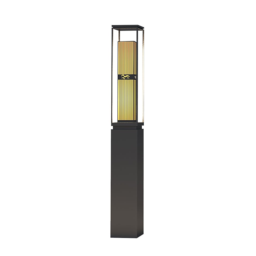 Retro Outdoor Post Light – Stainless Steel & Marble Lawn Lamp