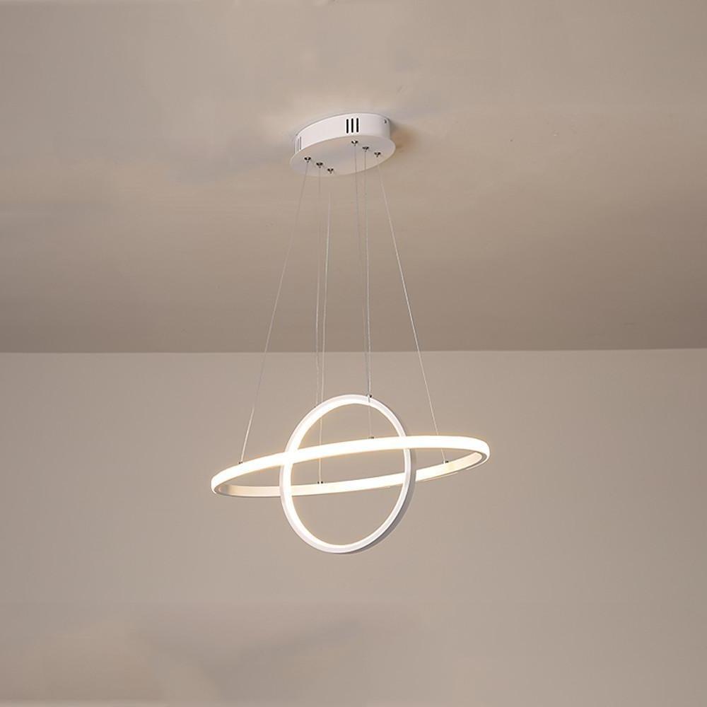 Modern Double Circle LED Pendant Light Metal Adjustable Chandelier