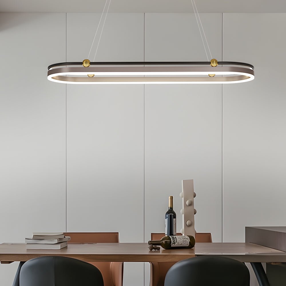 Modern Oval Ring Aluminum Pendant Light with Silicone Shade