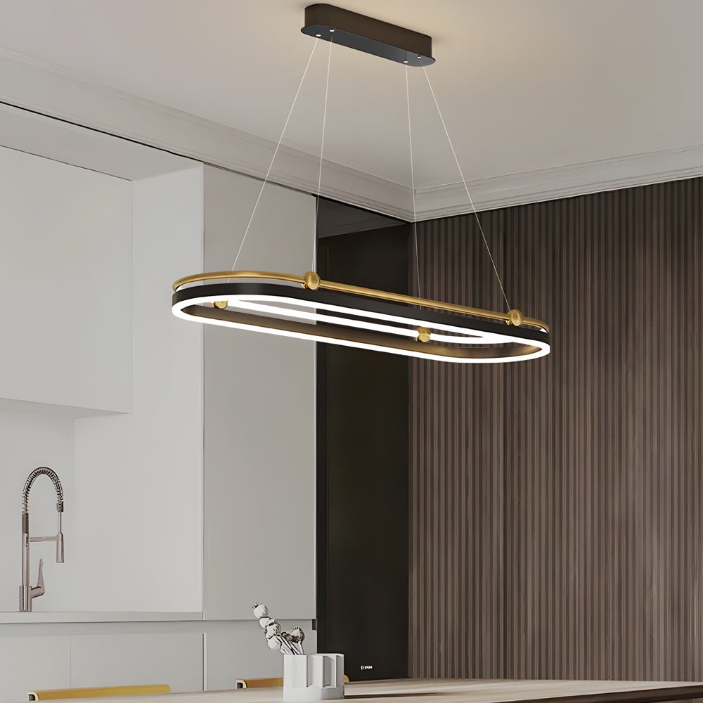 Modern Oval Ring Aluminum Pendant Light with Silicone Shade