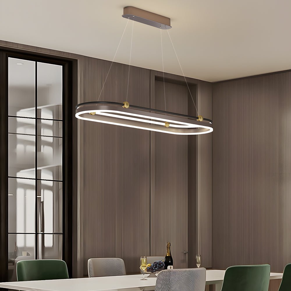 Modern Oval Ring Aluminum Pendant Light with Silicone Shade