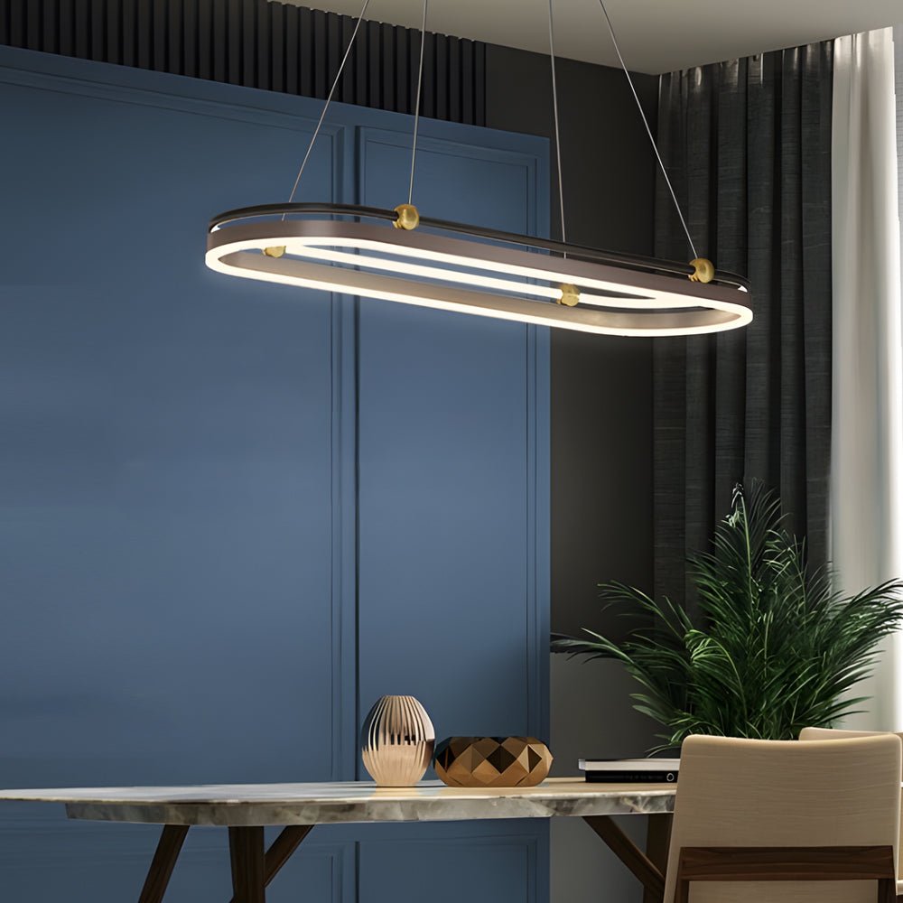 Modern Oval Ring Aluminum Pendant Light with Silicone Shade