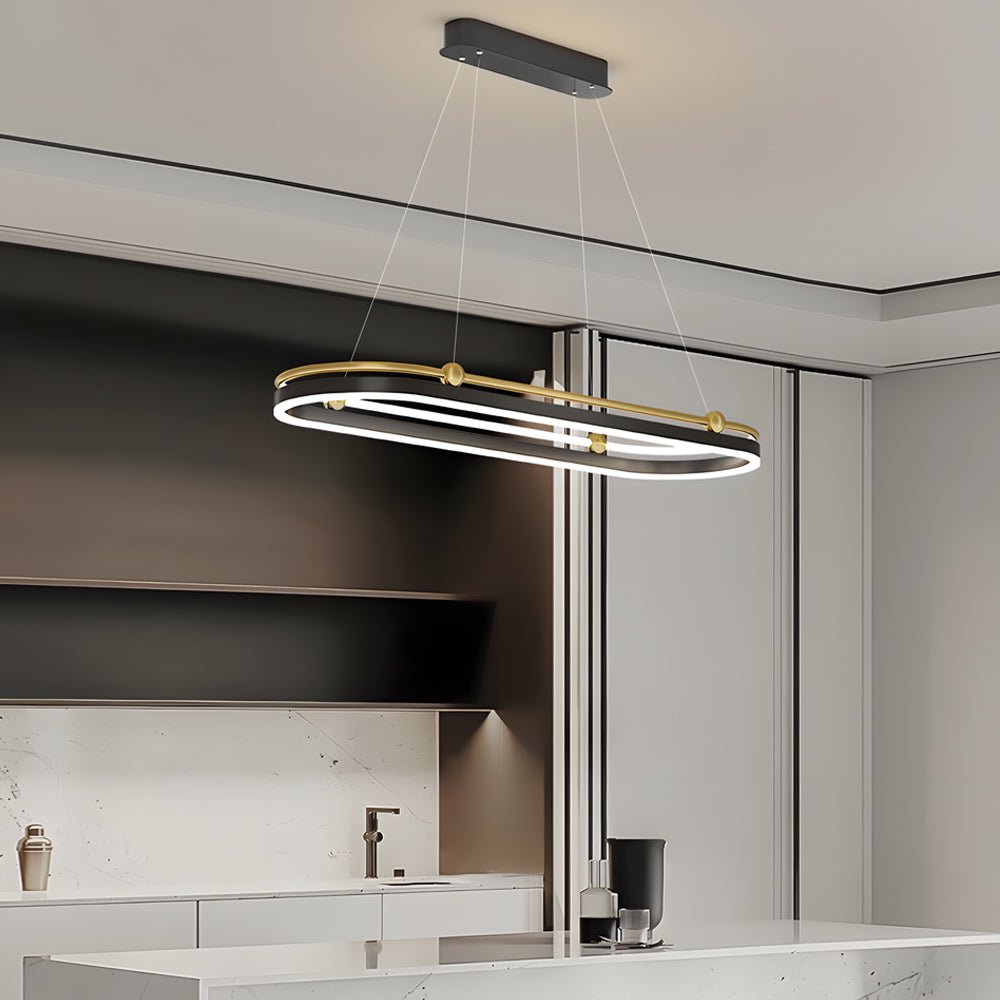 Modern Oval Ring Aluminum Pendant Light with Silicone Shade