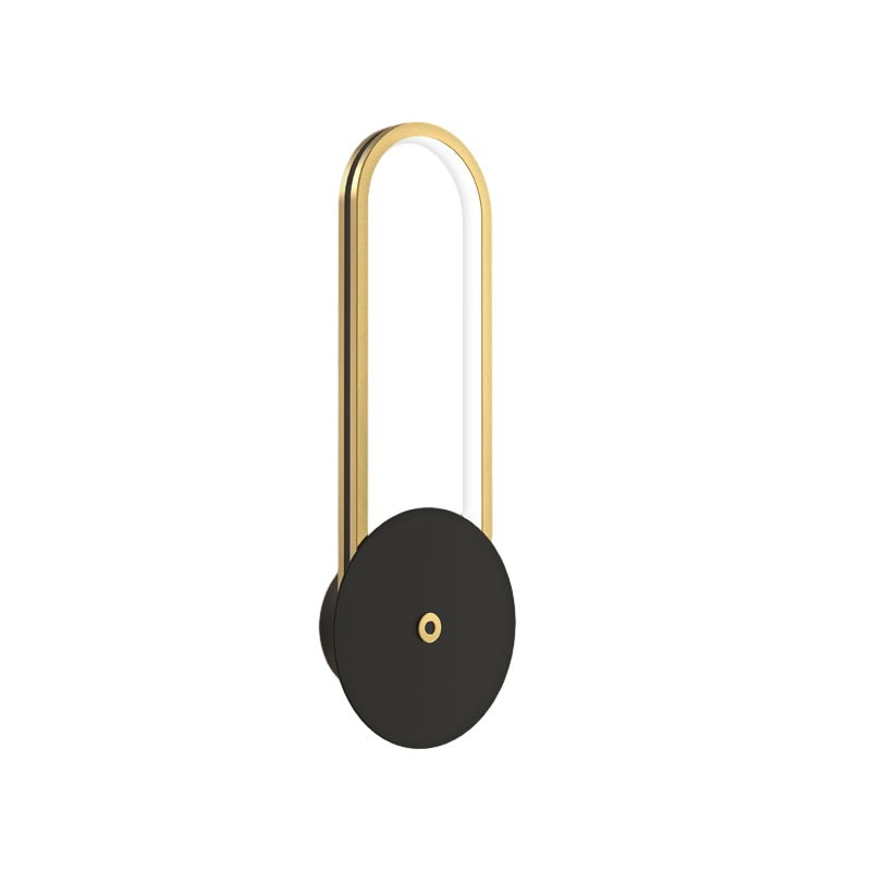 Oval Ring LED Wall Sconce Modern Aluminum with Leather Accent