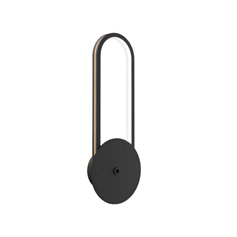 Oval Ring LED Wall Sconce Modern Aluminum with Leather Accent