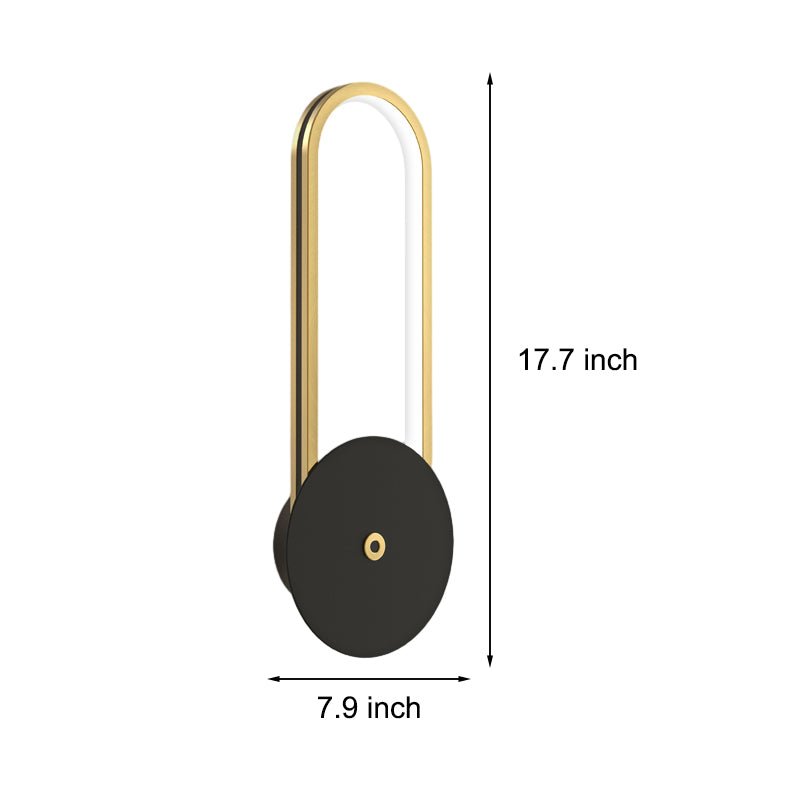 Oval Ring LED Wall Sconce Modern Aluminum with Leather Accent