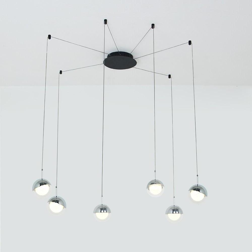Modern Globe Cluster Pendant Light 6-Light Metal Acrylic Chandelier