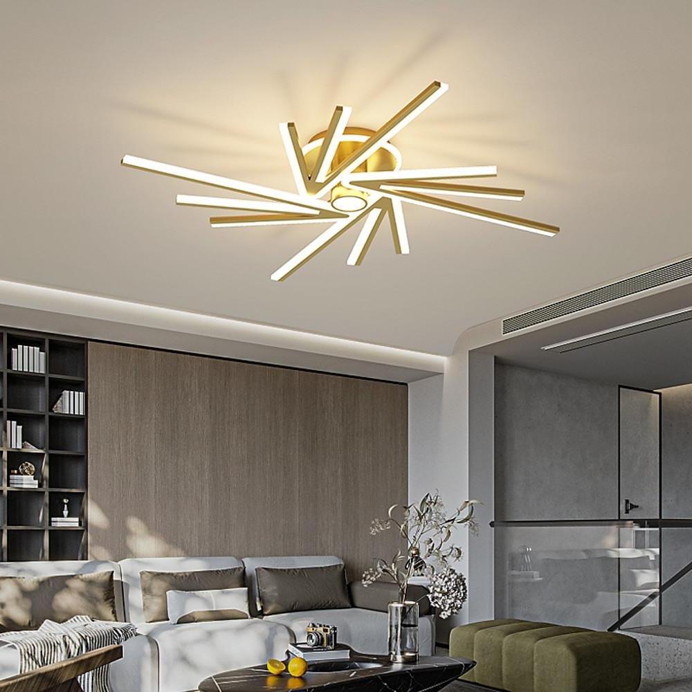 Abstract Flower Tube LED Flush Mount Ceiling Light - Gold Finish