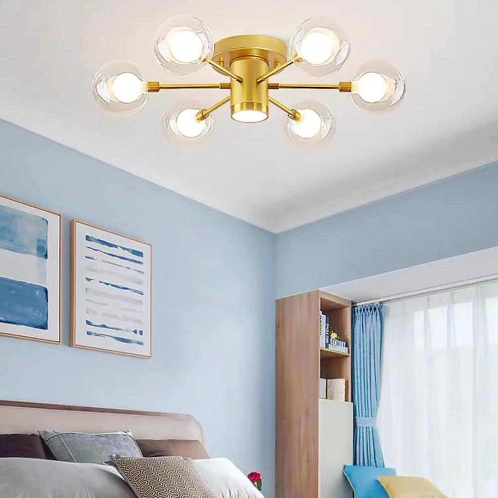 Modern Globe Flush Mount Ceiling Light – Metal & Glass LED Fixture
