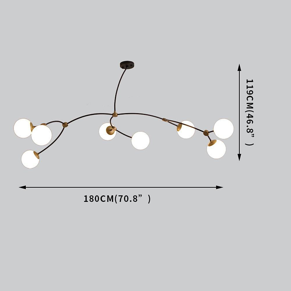 Modern 8-Light Chandelier with Electroplated Metal & Glass Globes
