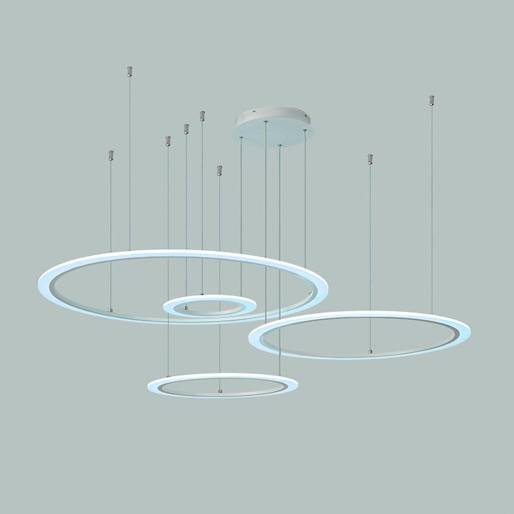 Modern Geometric 4-Circle Pendant Light Metal Acrylic LED