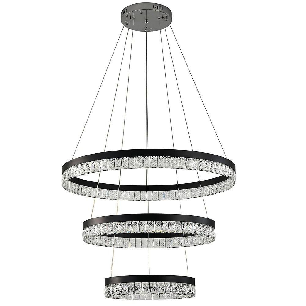 3-Tier Crystal Chandelier LED Modern Circular Pendant Light