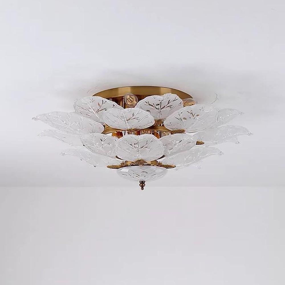 Leaf Flush Mount Ceiling Light • Metal & Glass LED Fixture