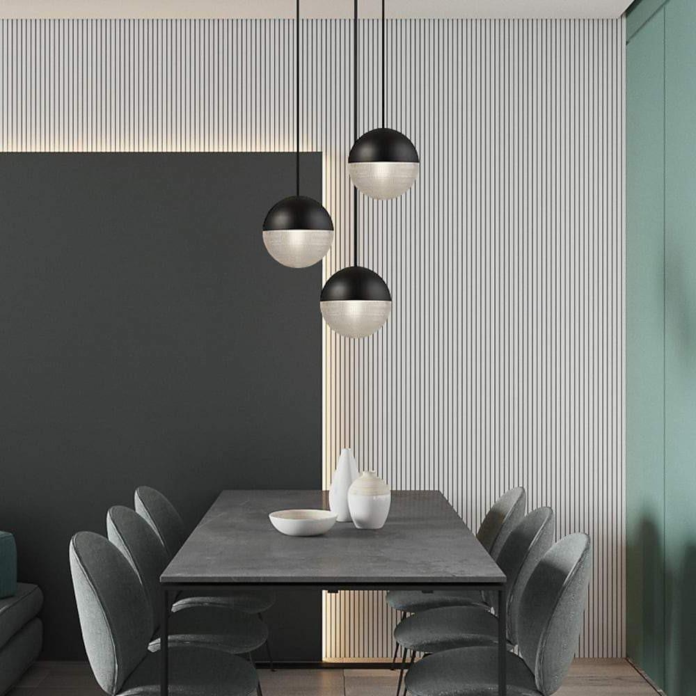 Nordic Glass Globe Pendant Light with Electroplated Metal Finish
