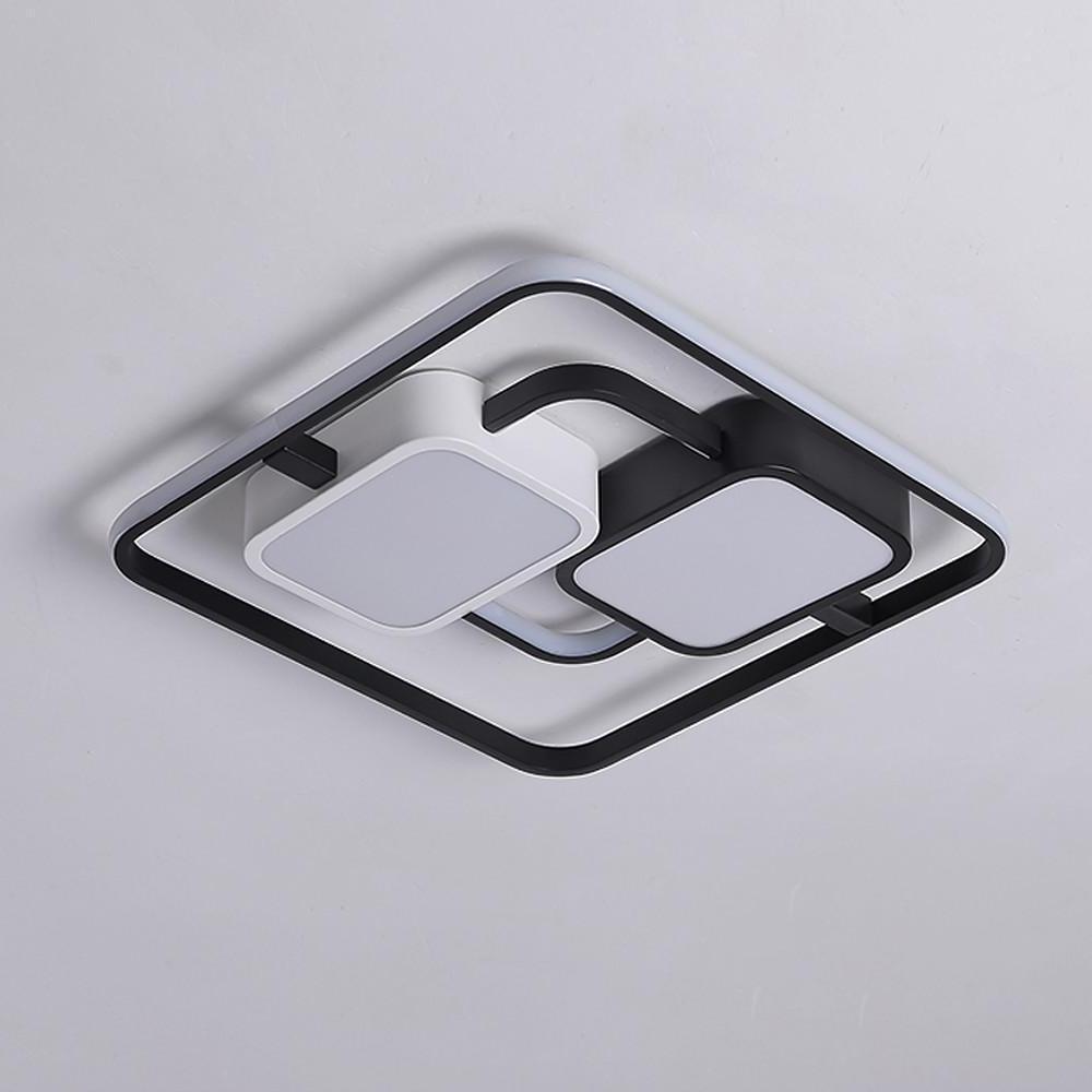 Geometric Dimmable LED Flush Mount Ceiling Light Black Metal Acrylic