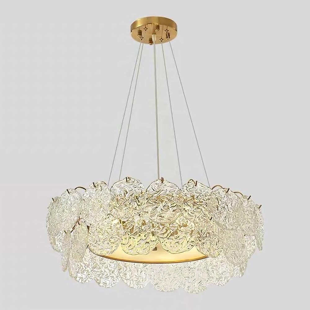 Modern Glass Shell Chandelier with LED Lighting for Dining Room