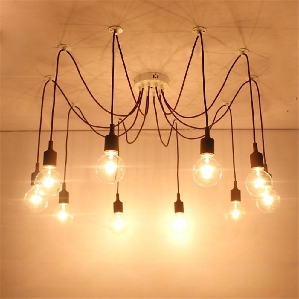 10-Light Adjustable Spider Pendant Light Industrial Metal Chandelier