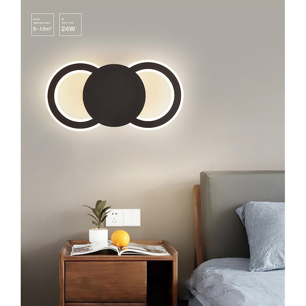 Geometric Dual-Ring LED Flush Mount Ceiling Light - Modern Metal
