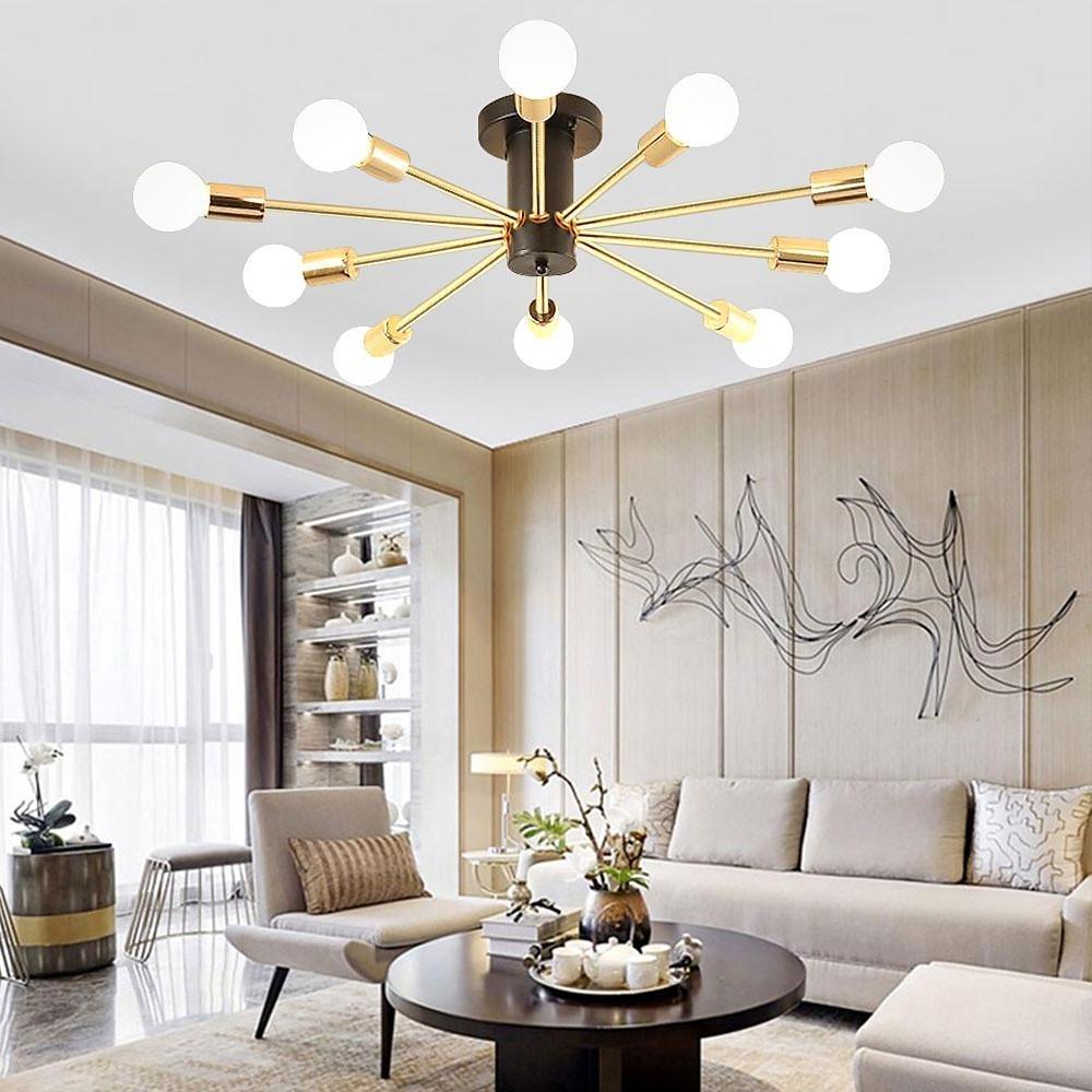 Modern Sputnik Chandelier - 10-Light Geometric Metal Pendant
