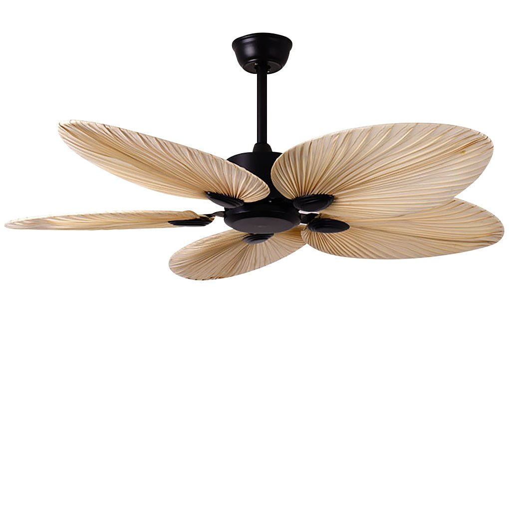 52'' Palm Leaf Ceiling Fan with Remote & Timer - Modern Flush Mount
