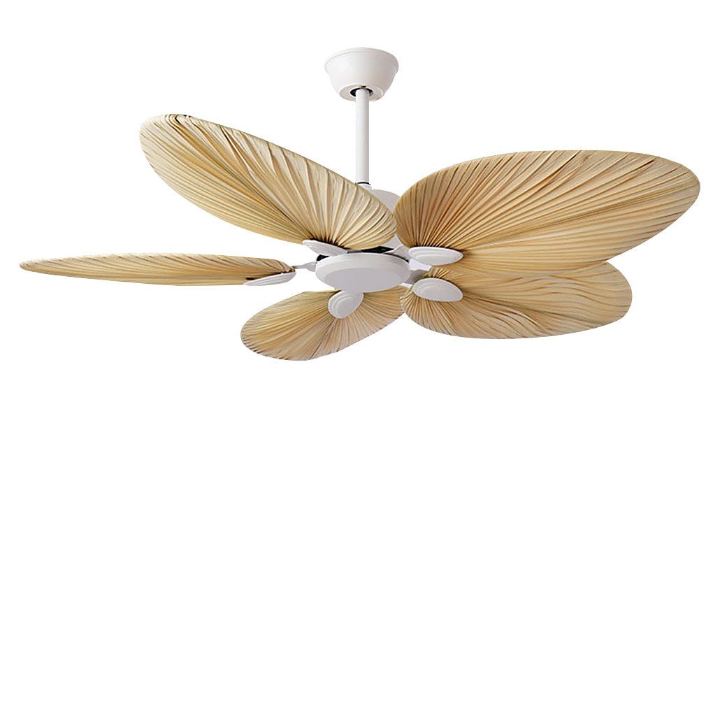 52'' Palm Leaf Ceiling Fan with Remote & Timer - Modern Flush Mount